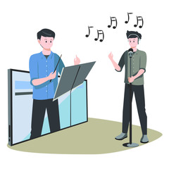 A man teaching vocal via online illustration