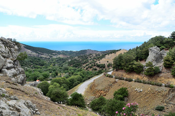 View to the sea from Chora - Samothraki island, Greece, Aegean sea