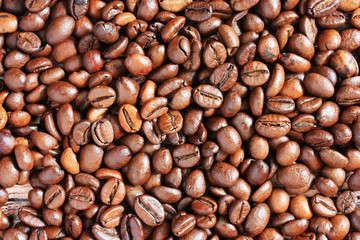 Coffee beans lie on the table