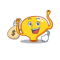 Rich bladder cartoon design holds money bags