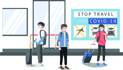 Peoples fail to travel because of covid19 illustration
