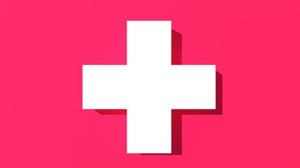 白十字　ピンク背景