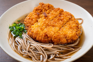 Soba ramen noodle with Japanese fried pork cutlet (tonkatsu)