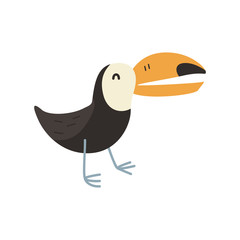 Cute Cartoon pellican, Vector illustration pellican on a white background. Drawing for children