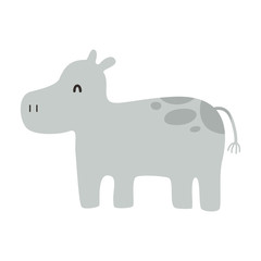 Cute Cartoon hippopotamus, Vector illustration hippopotamus on a white background. Drawing for children