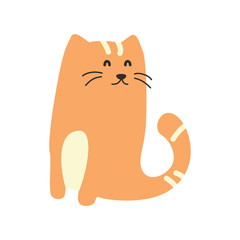 Cute Cartoon cat, Vector illustration cat on a white background. Drawing for children