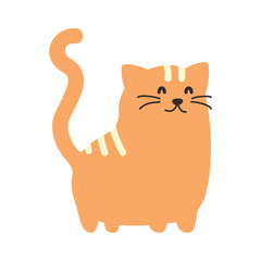 Cute Cartoon cat, Vector illustration cat on a white background. Drawing for children