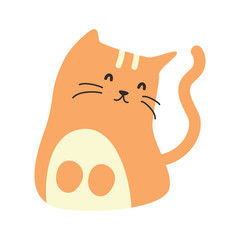 Cute Cartoon cat, Vector illustration cat on a white background. Drawing for children