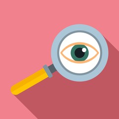 Eye examination magnifier icon. Flat illustration of eye examination magnifier vector icon for web design