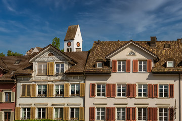 Schmerikon, located at the head of the Upper Lake Zurich (Obersee) where the Linth river enters the lake. St. Gallen, Switzerland