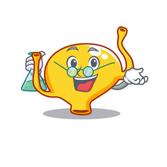 Bladder smart Professor Cartoon design style working with glass tube
