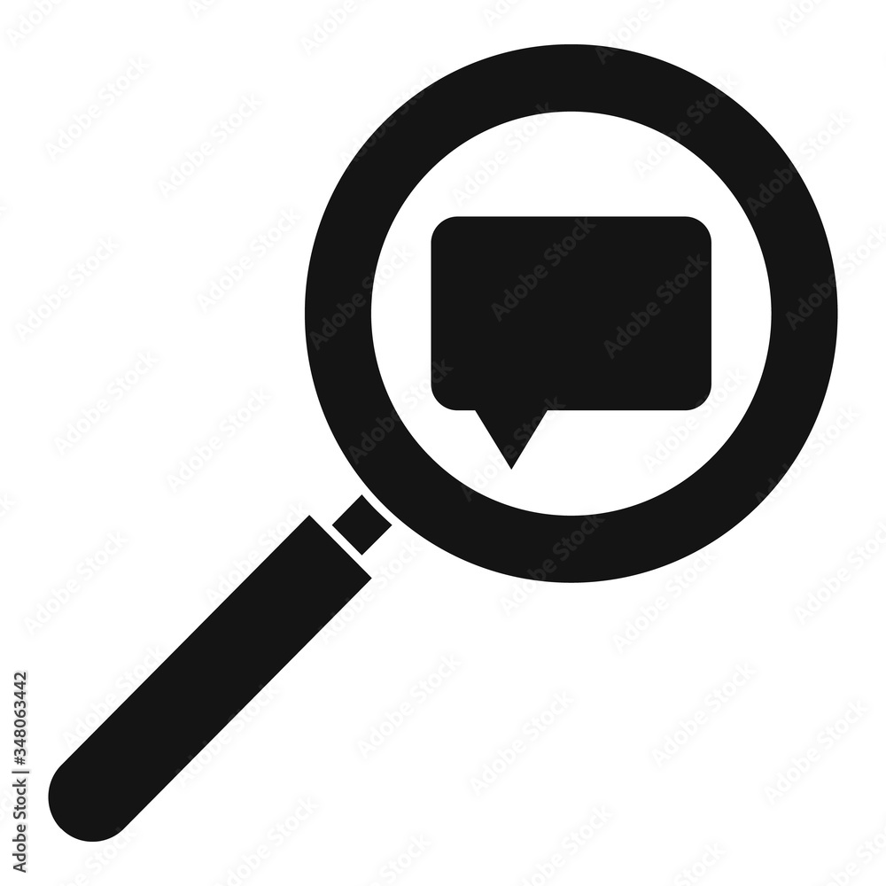 Poster chat magnifier icon. simple illustration of chat magnifier vector icon for web design isolated on wh