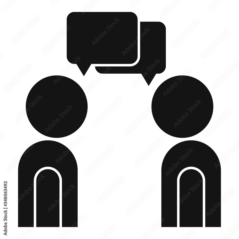 Poster customer talking icon. simple illustration of customer talking vector icon for web design isolated o