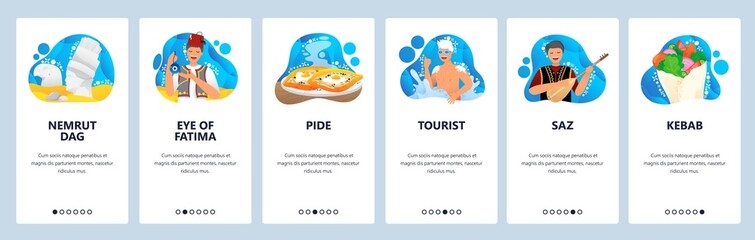 Turkey website and mobile app onboarding screens vector template