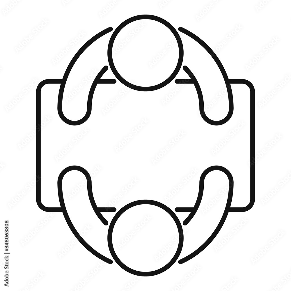 Poster table people conversation icon. outline table people conversation vector icon for web design isolate