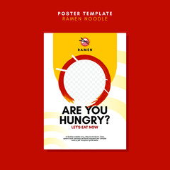 Poster ramen template vector with red background