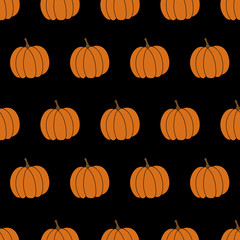 Pumpkins. Vegetable. Vector flat illustration. Seamless pattern.