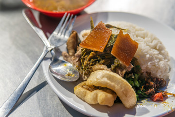 Local Pork and Rice Dish from Bali, Indonesia