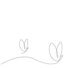 Butterfly animal fly line drawing, vector illustration