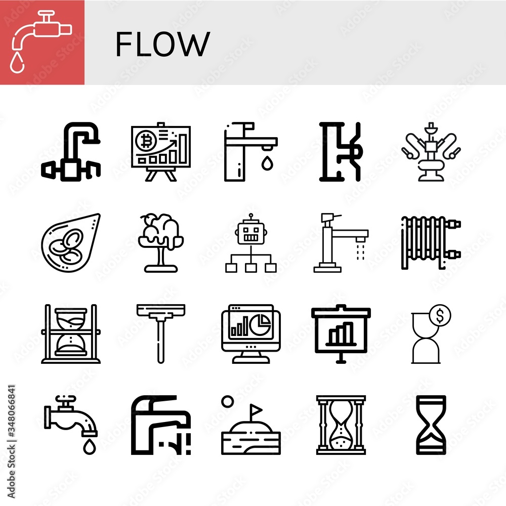 Poster flow simple icons set