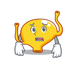 Cartoon design style of bladder showing worried face