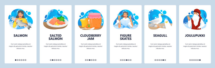 Finland website and mobile app onboarding screens vector template