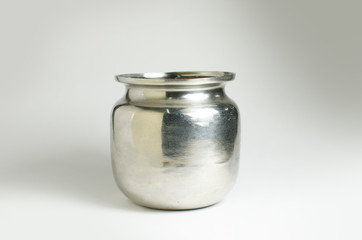 empty stainless steel jar isolated