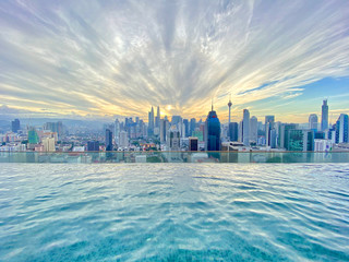 Swimming pool on roof top with beautiful city view, Kuala Lumpur, Malaysia