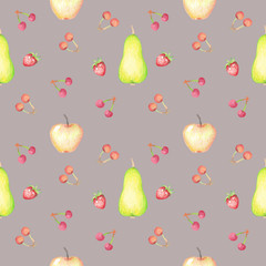 Seamless pattern with watercolor illustrations in themes COZY HOME