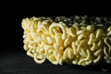 Round Shape Raw Instant Noodles Background 