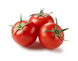 Tomatoes placed on a white background