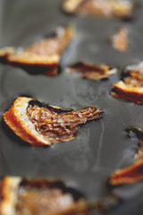 Orange chocolate dessert close up