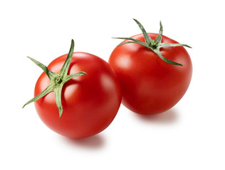 Tomatoes placed on a white background