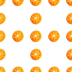 Seamless endless pattern of slices of juicy ripe red tomato. Design for wrapping paper, fabric and wallpaper.