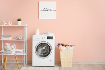 Interior of modern home laundry room