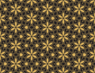 Seamless vector pattern background. Flower pattern on dark background