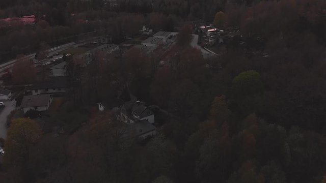 Look upshot during sunset above a suburb in Sweden.