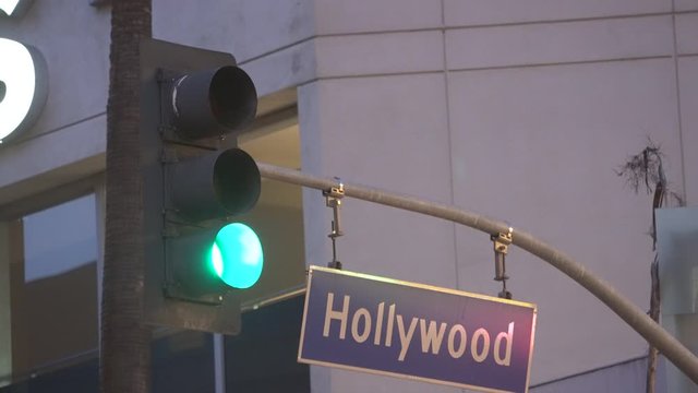 Hollywood Boulevard Street Sign Establishing