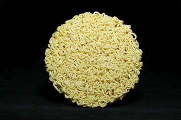 Round Shape Raw Instant Noodles Background 
