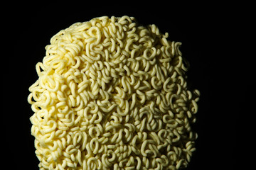 Round Shape Raw Instant Noodles Background 