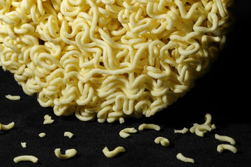 Round Shape Raw Instant Noodles Background 