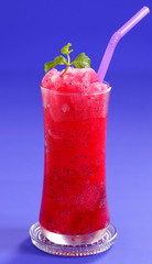 Red smoothie drink, put basil seeds in a glass, Thai style summer drink, ice smoothie drink and refreshing nectar ingredients, summer drink, , , beverage, cafe, cafe menu, cocktail, cold, cool, cup, d