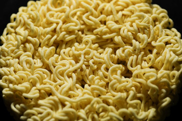 Round Shape Raw Instant Noodles Background 
