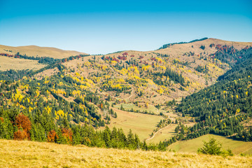 Fototapeta na wymiar Transylvanian fall in mountains