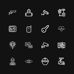 Editable 16 monitoring icons for web and mobile