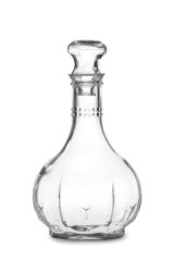 Empty decanter on white background