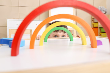 Little boy playing at home