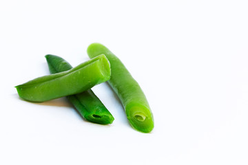 Haricots verts on white background served at restaurant