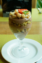 Tiramisu is a coffee-flavoured Italian dessert. It is made of ladyfingers dipped in coffee