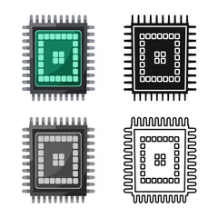 Vector design of chip and cpu logo. Graphic of chip and technology stock vector illustration.